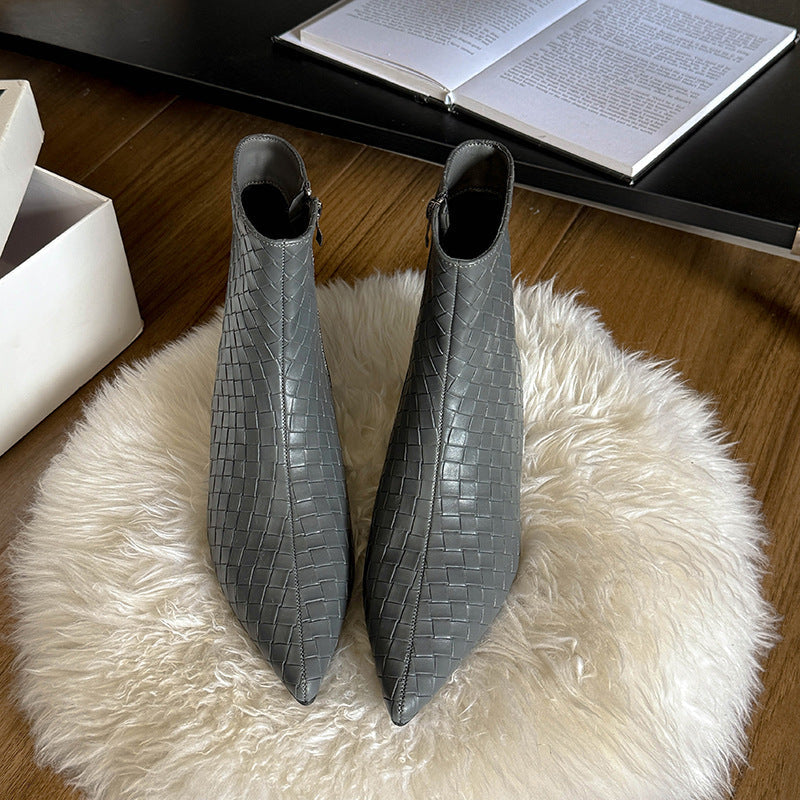 Damen modische Ankle Boots mit geflochtenem Design und eleganter Keilsohle R&B