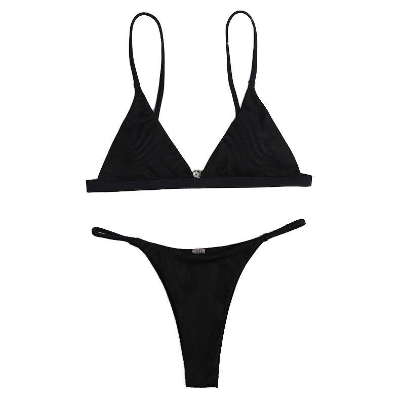 Damen Triangel-Bikinioberteil mit verstellbaren Trägern und glänzendem Material