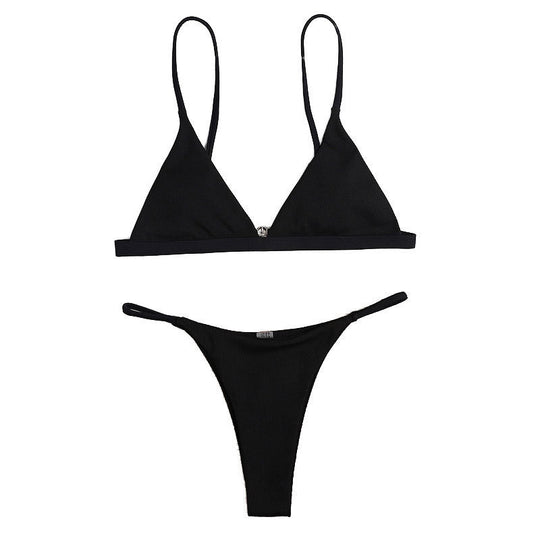 Damen Triangel-Bikini-Oberteil mit verstellbaren Trägern und elegante Rippstruktur R&B