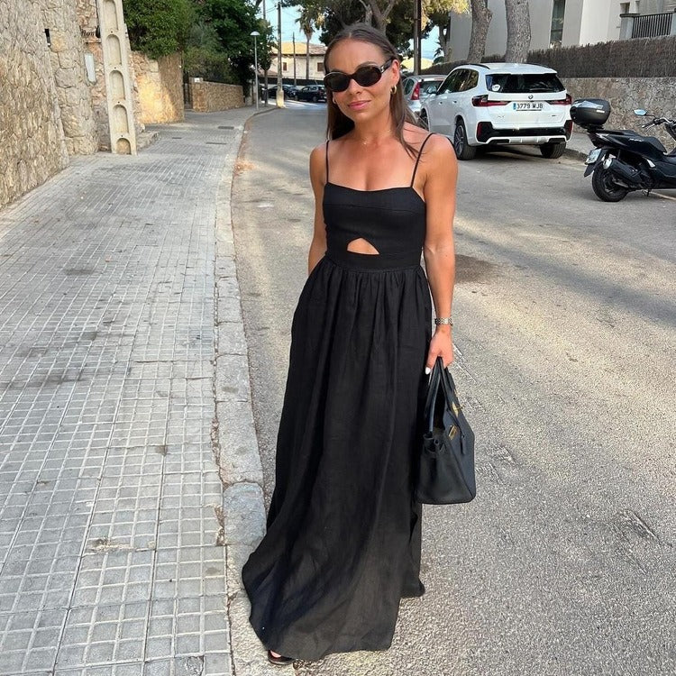 Damen Maxikleid mit hohem Beinausschnitt und raffiniertem Cut-Out R&B