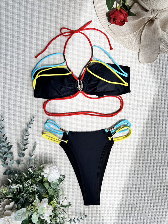 Damen Hochgeschnittener Bikini mit innovativem Schnür-Design R&B