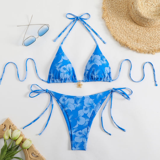 Damen Triangel-Bikini mit zierlichen Blumendetails R&B