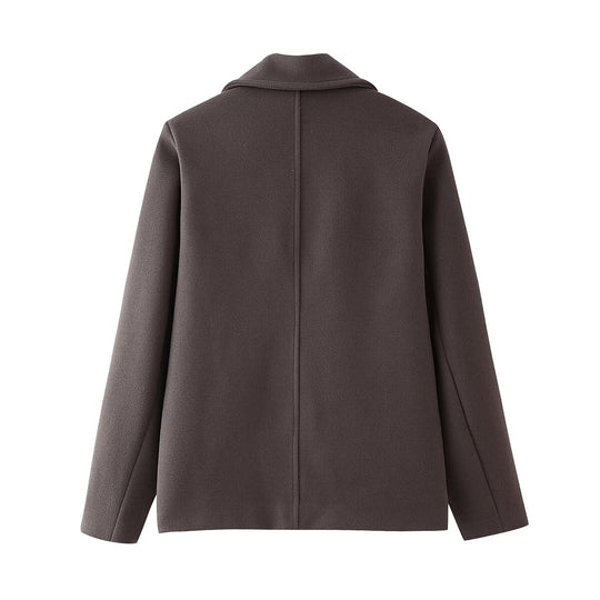 Damen elegante und warme Wolljacke mit Reverskragen R&B