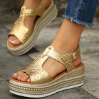 Damen Wedge-Sandalen mit strukturiertem Obermaterial und komfortablem Fußbett R&B