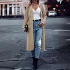 Damen Langer Strickcardigan mit tiefen Taschen und offenem Schnitt R&B