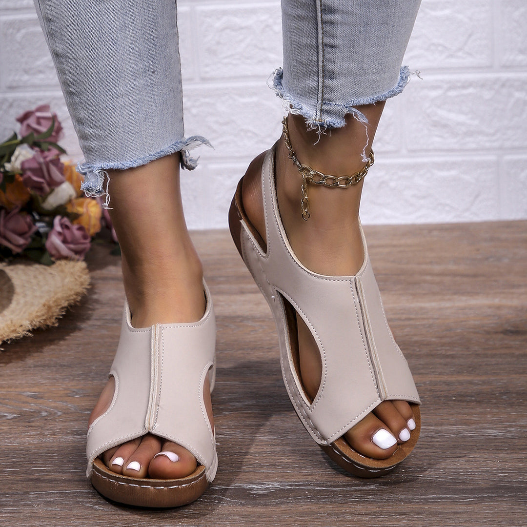 Damen Komfortable Keil-Sandalen mit atmungsaktiver Zehenöffnung R&B