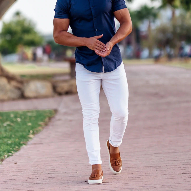 Herren Slim-Fit Chinohose mit modernem Design und elastischem Bund R&B