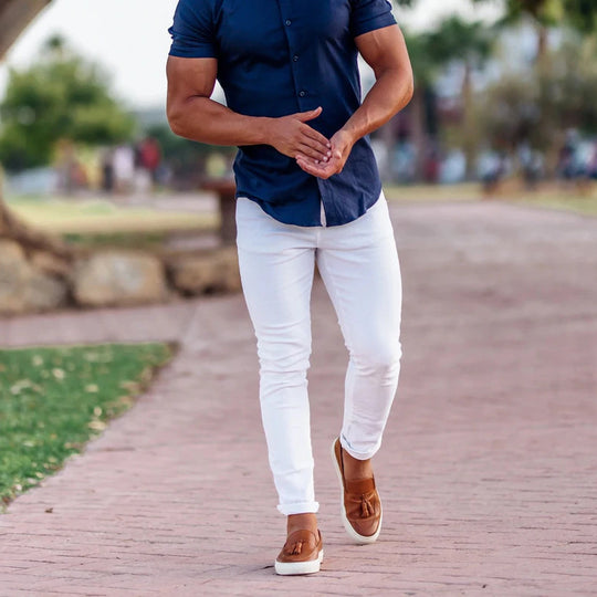 Herren Slim-Fit Chinohose mit modernem Design und elastischem Bund R&B