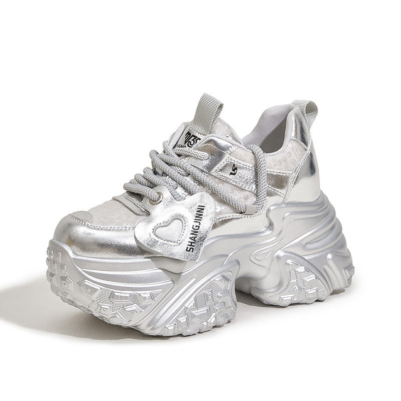 Damen Komfortable Chunky Sneakers mit modischen Glitzerdetails R&B