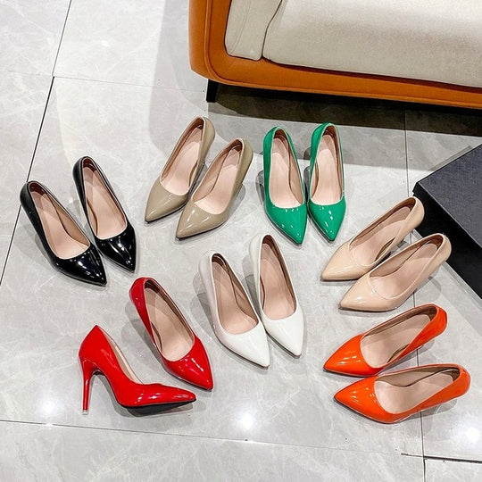 Damen elegante stiletto Pumps mit hochglänzender Oberfläche R&B