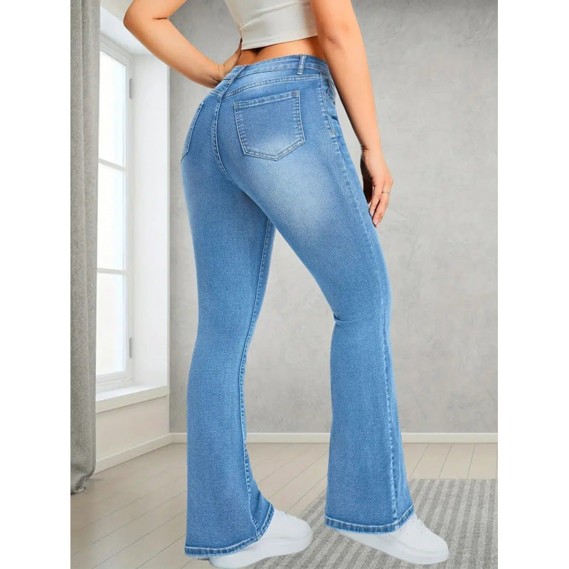 Damen Bootcut Jeans mit hohem Bund und moderner Waschung R&B