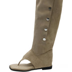 Damen offene Stiefel mit modischem Riemendesign und eleganten Knopfdetails R&B