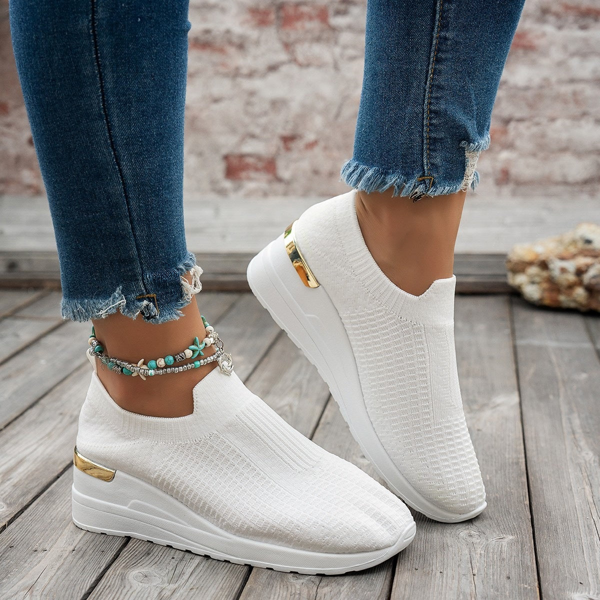 Damen Sportliche Slip-On Sneakers mit elegantem Stretch-Obermaterial R&B
