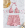 Damen Triangel-Bikini mit hochwertigem Rüschendesign und stretchy Shorts R&B