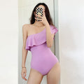 Damen Einseitiger Badeanzug mit Rüschendetails R&B