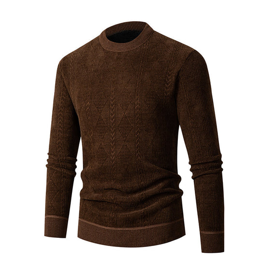 Herren Strickpullover mit strukturiertem Zopfmuster und hohem Kragen R&B