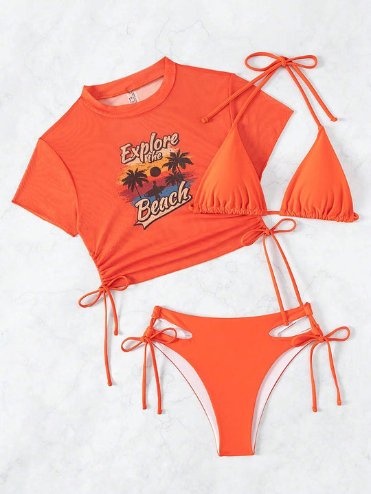 Damen Set mit Crop-Top und Triangel-Bikini R&B