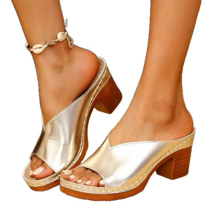 Damen klassische Clogs mit offenem Zehenbereich und Holzsohle R&B