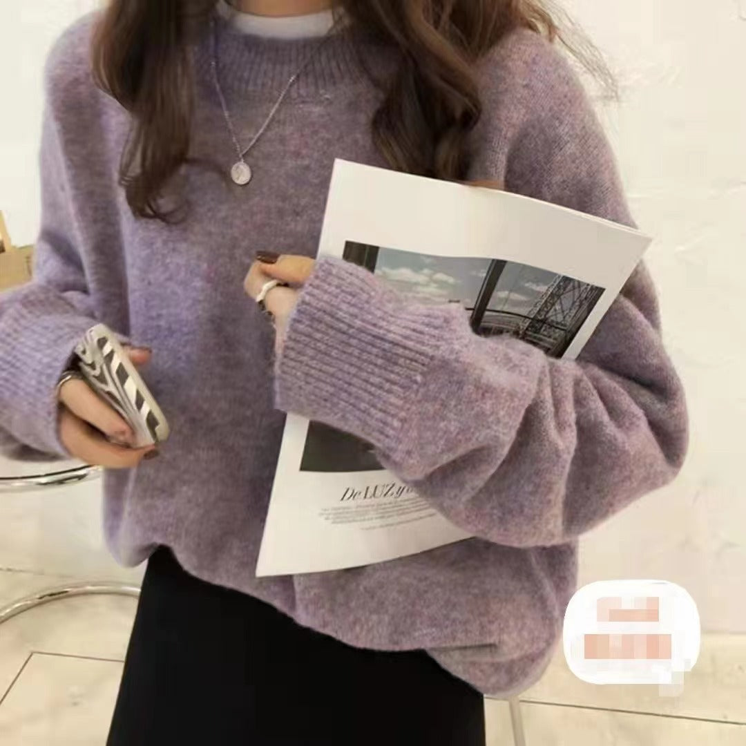 Damen Hochwertiger Strickpullover mit klassischem Rundhalsausschnitt und lässigem Schnitt R&B