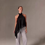 Damen luftiges Chiffon-Top mit eleganter Spitzenverzierung R&B
