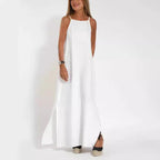Damen elegantes Maxikleid mit feinen Trägern und schwingendem Saum R&B