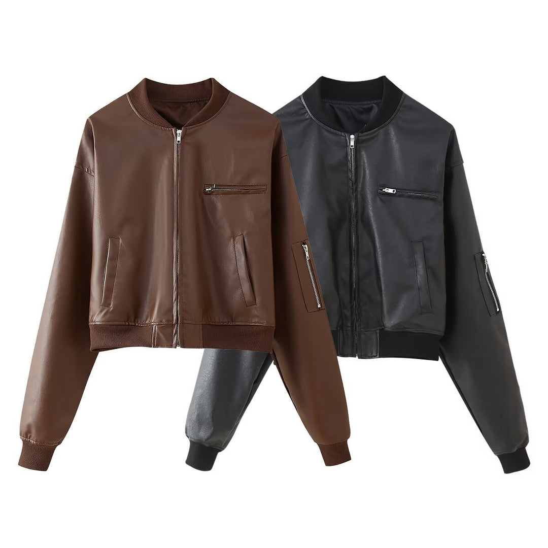 Damen modische Bomberjacke im lässigen Look mit praktischen Taschen R&B