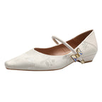 Damen elegante spitze Ballerinas mit verziertem Riemen und Glitzerakzenten