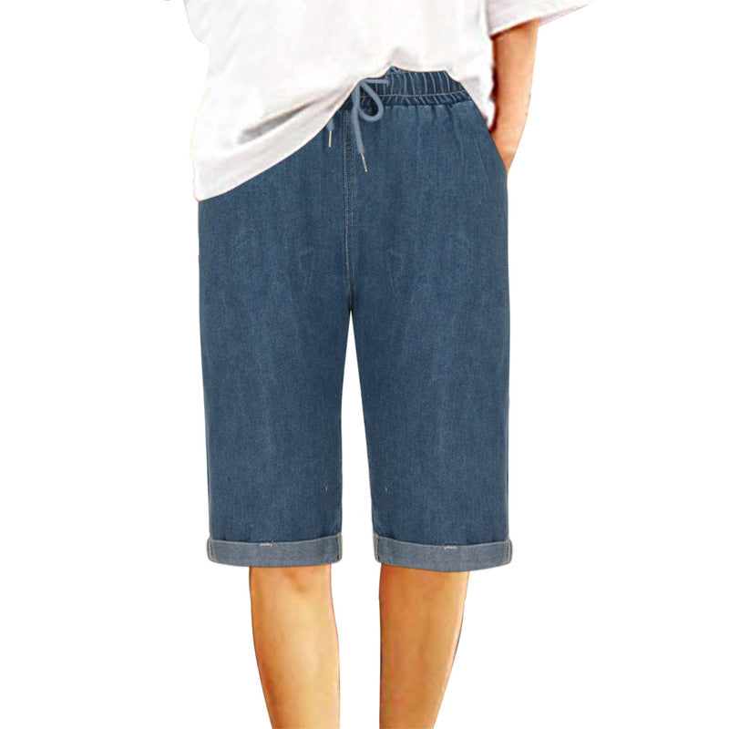 Damen Denim-Shorts mit elastischem Bund und lässigem Schnitt R&B