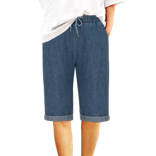 Damen Denim-Shorts mit elastischem Bund und lässigem Schnitt R&B