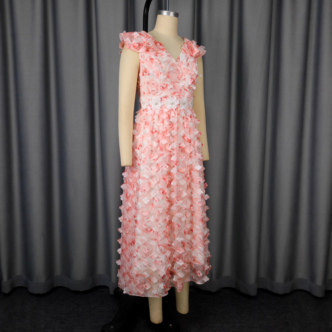 Damen Elegantes Maxikleid mit floralen Rüschen R&B