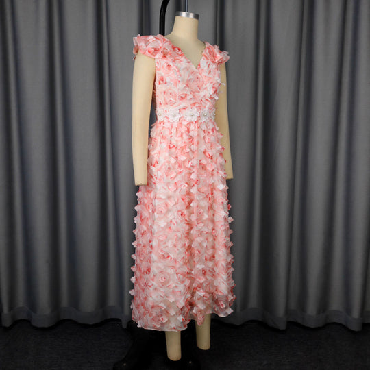 Damen Elegantes Maxikleid mit floralen Rüschen R&B