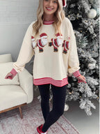 Damen Oversized Pullover mit festlichem Santa-Motiv R&B