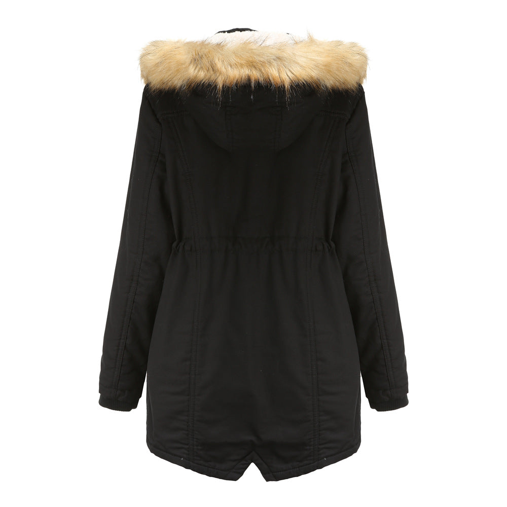 Damen moderne Parka mit abnehmbarem Kunstfellkragen und seitlichen Taschen R&B