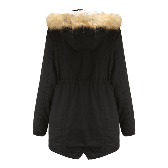 Damen moderne Parka mit abnehmbarem Kunstfellkragen und seitlichen Taschen R&B