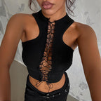 Damen Crop-Top mit dekorativem Schnür-Detail R&B
