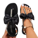 Damen Glamouröse Flip-Flops mit funkelnden Riemen und verspieltem Schleifen-Design R&B