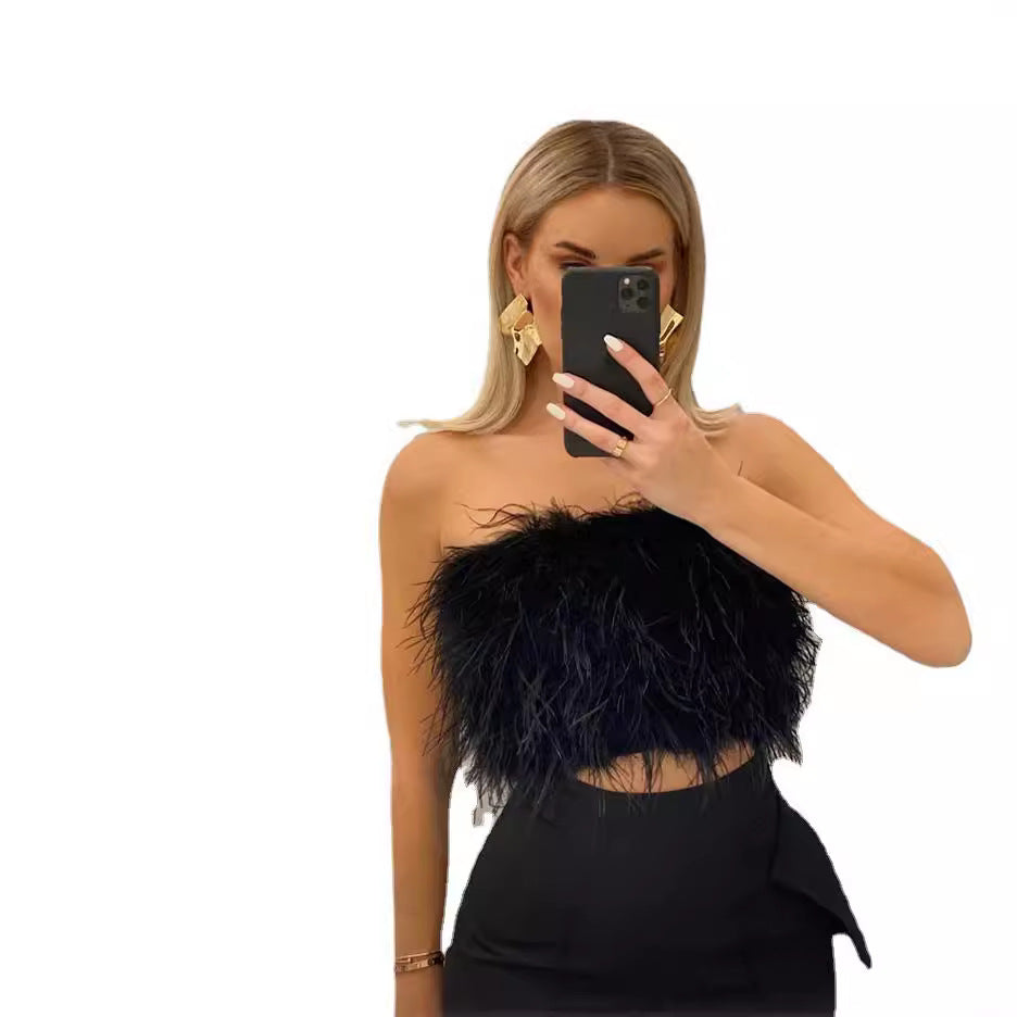 Damen Häkel-Oberteil mit femininem Volant und trendigem Design R&B
