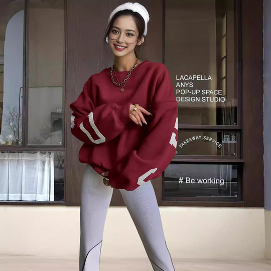 Damen Oversized Sweatshirt mit grafischen Akzenten R&B