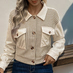 Damen gestreifte Cordjacke im modernen Houndstooth-Design R&B