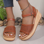 Damen Plateau Sandalen mit geflochtenem Riemen R&B