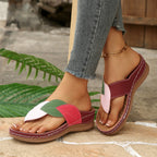 Damen Komfortable Zehentrenner-Sandalen mit ästhetischen Blattapplikationen R&B