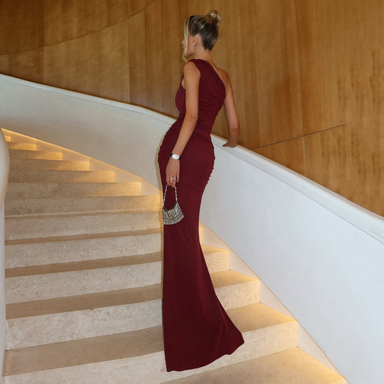 Damen figurbetontes Abendkleid mit asymmetrischen Raffungen R&B