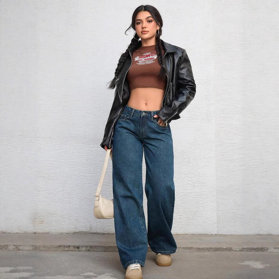 Damen Weite High-Waist Jeans mit trendigem Flared-Schnitt R&B