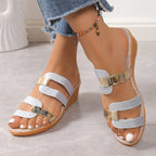 Damen glamouröse Riemensandalen mit modischen Metall-Details EB