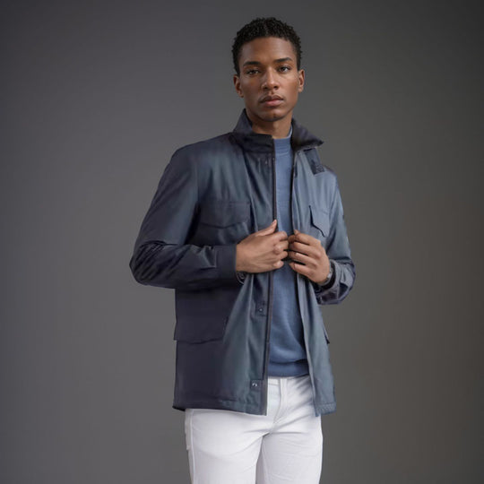 Herren praktische Übergangsjacke mit hohem Kragen und aufgesetzten Taschen R&B