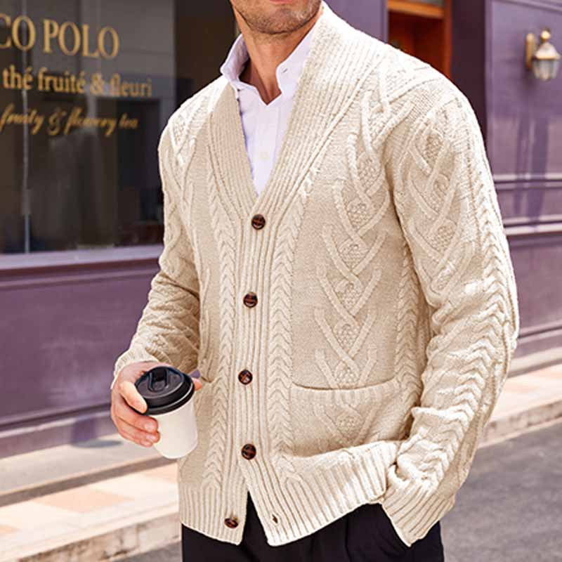 Herren Strickjacke mit großer Blende und Taschen