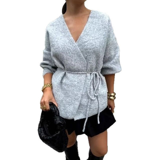 Damen Wickelpullover mit Taille und stylishen Details R&B