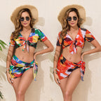 Damen Bikini-Set mit transparentem Oberteil und stylischem Wickelrock R&B
