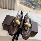 Damen Ballerinas mit luftiger Netzstruktur und dekorativem Goldakzent R&B