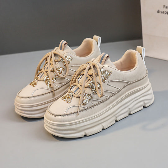 Damen Sportliche Chunky Sneakers mit Glitzer-Applikationen R&B